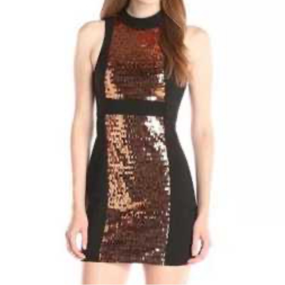 BCBGeneration Black and Gold Sequin Mini Dress 6